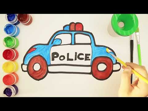 Let's draw a police car-draw for kids🚲🚲🚲🚲