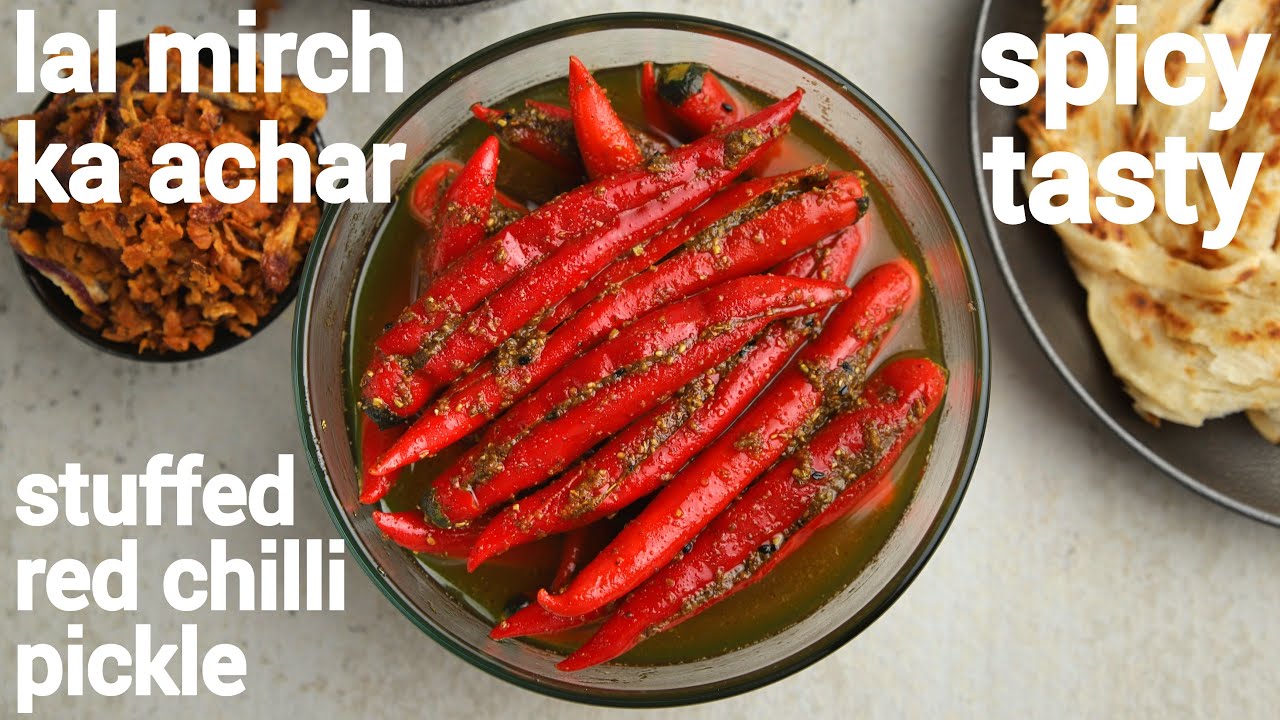 rajasthani lal mirch ka bharwa achar | stuffed red chilli pickle | मोटी लाल मिर्च का आचार