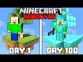 I Survived 100 Days In Hardcore Minecraft Skyblock!