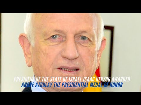 President of the State of Israel Isaac Herzog awarded Andre Azoulay the Presidential Medal of Honor