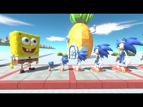 SPONGEBOB vs SONIC - GIANT HAMMER TRAP - Animal Revolt Battle Simulator