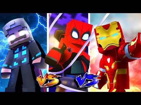 SrPedro - Minecraft: HEROES PVP - THOR vs SPIDER MAN vs IRON MAN!
