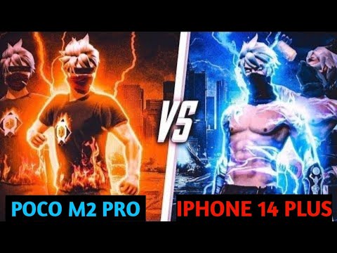 iphone 14 plus 🆚 poco m2 pro // 1vs1 //free fire