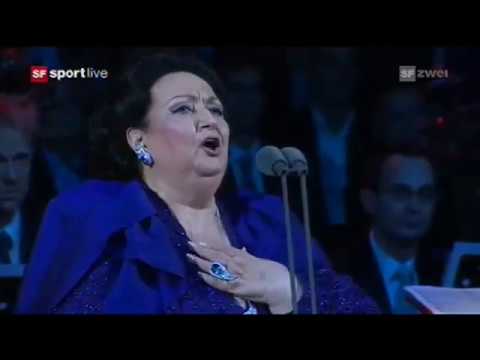 Bizet - Habanera- Carmen.  Montserrat Caballé, live Basel 2009 with Roger Federer
