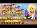 KEN Speedrun NEW World Record Hardest Difficulty 7 41 Street Fighter II Turbo Hyper Fighting