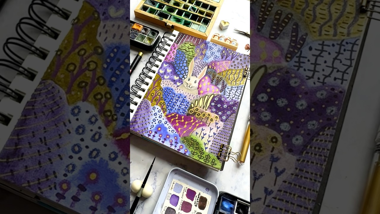 Paint this watercolor Easter bunny with me. 💜🐰 #watercolors