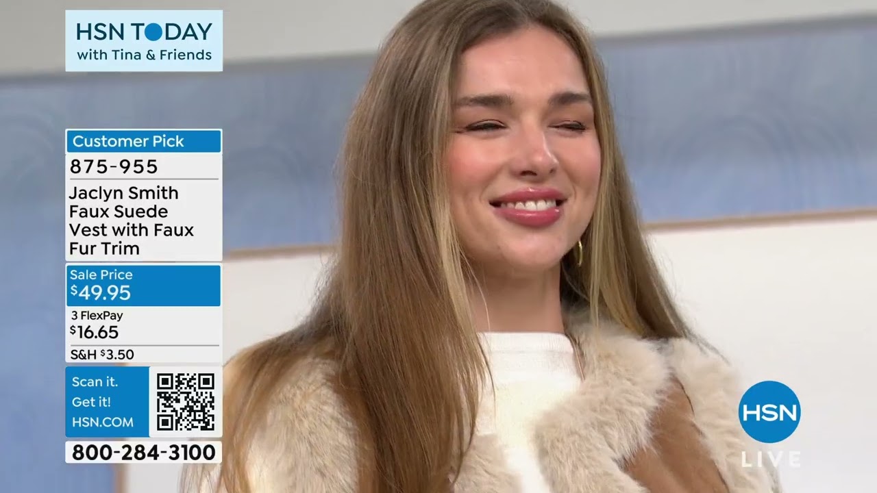 Jaclyn Smith Faux Suede Vest with Faux Fur Trim