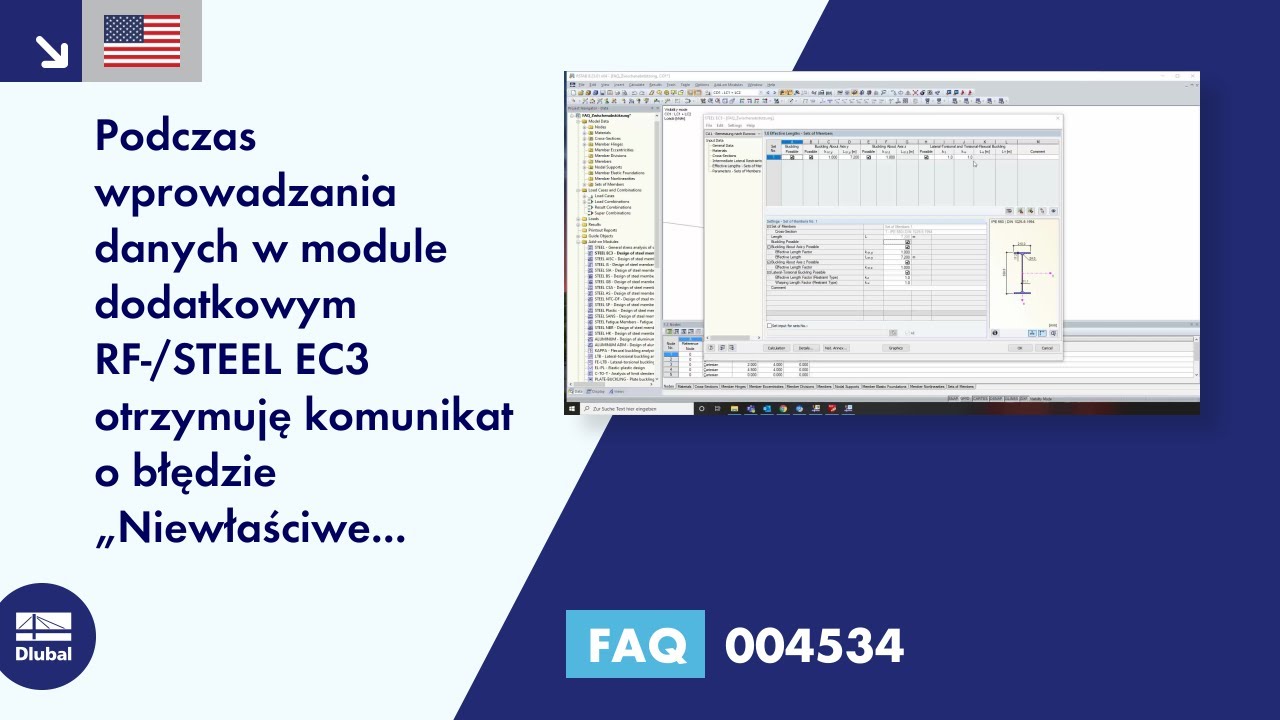 [PL] FAQ 004534 | Podczas wprowadzania danych w module dodatkowym RF-/STEEL EC3 otrzymuję komunikat o błędzie ...