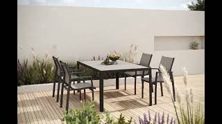 HARTMAN Tanger Garten-Essgruppe, anthrazit/xerix, Aluminium/Keramik/Textilene, 168 x 105 cm, ergonomisch, stapelbar, pulverbeschichtet, witterungsbeständig