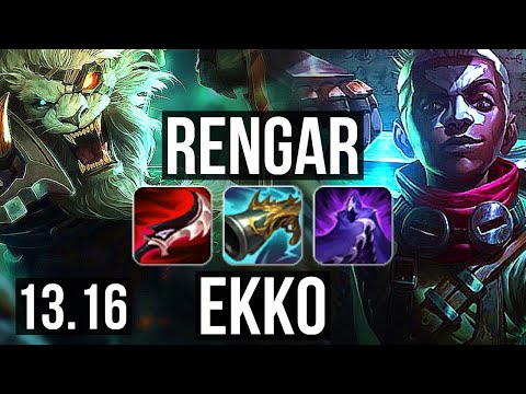 RENGAR vs EKKO (JNG) | 5.7M mastery, 16/1/6, Legendary, 2000+ games | KR Diamond | 13.16