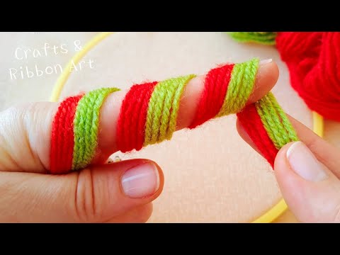 It's so Beautiful !! Superb Woolen Flower Making Trick with Finger - Hand Embroidery Amazing Flowers
