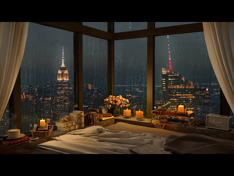 4K Cozy Bedroom in New York City with Jazz Music for Relax and Study