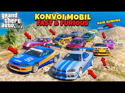 Konvoi Semua Mobil FAST & FURIOUS Naik Ke Atas Gunung Tertinggi di GTA 5 - GTA 5 MOD