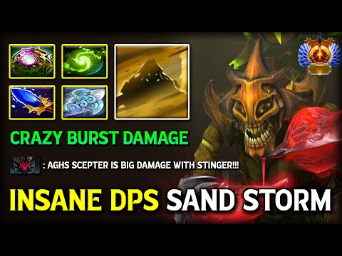 INSANE DPS SAND STORM MID Sand King Full Magical Build | Crazy Burst Damage With Sting 7.40 DotA 2