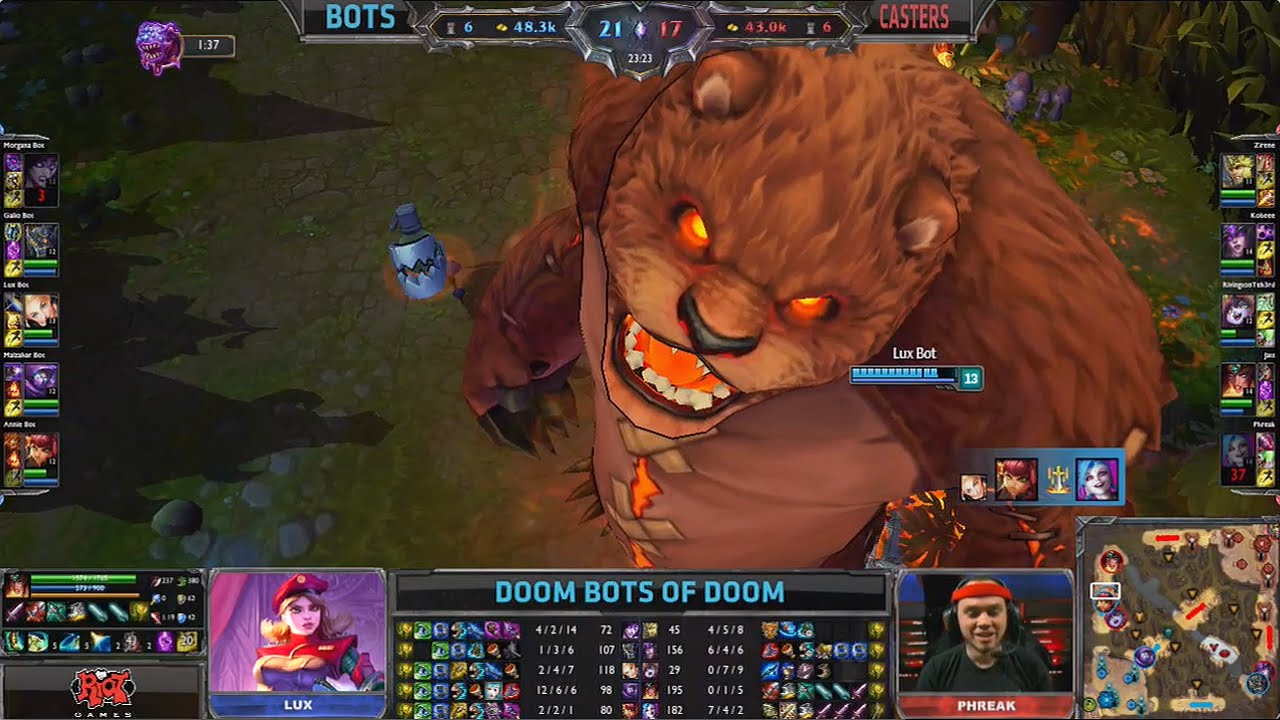 Liên Minh Huyền Thoại:  Xem nhân viên của Riot vs máy trong chế độ Doom bot