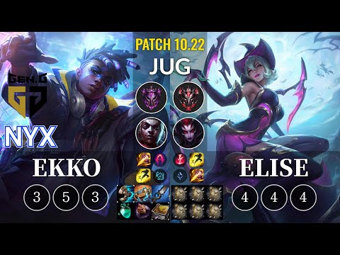 GEN Nyx Ekko vs Elise Jungle - KR Patch 10.22
