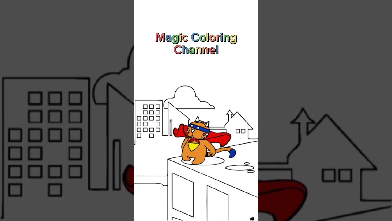 Coloring Supercat for Kids | Gambar Mewarnai Kucing. #shorts #shortsfeed #coloring