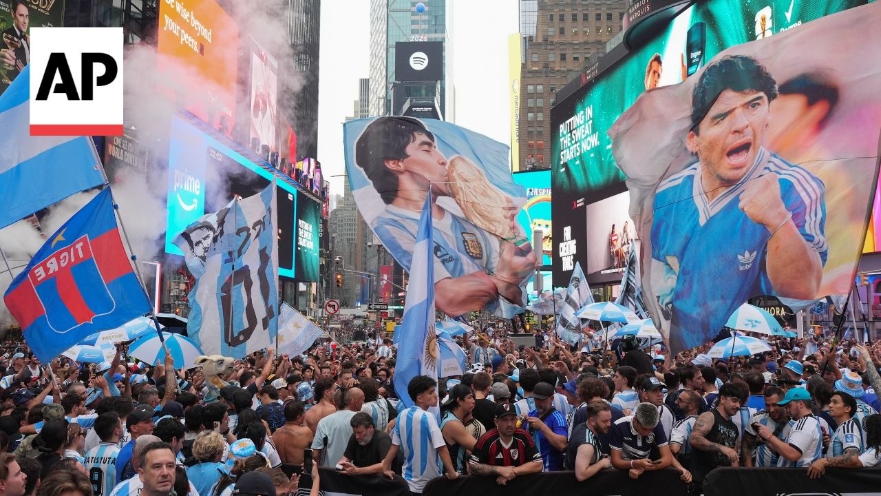 Video: Argentina and Spain fans gather in New York area ahead of 2026 World Cup final at MetLife Stadium