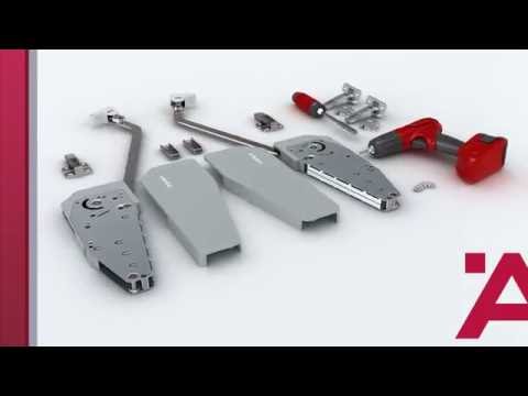 Комплект фурнитуры FREE FOLD Hafele 840-910 мм 7,3-14,6кг - без заглушек