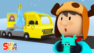 A Crane Trucks Claw is Frozen In Ice Carls Car Wash Cartoon for Kids