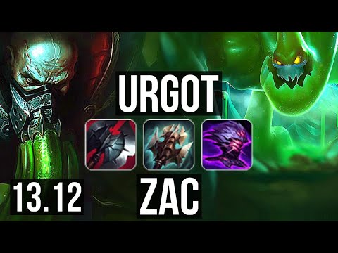 URGOT vs ZAC (TOP) | 7/0/13, 1.5M mastery, Godlike | KR Diamond | 13.12
