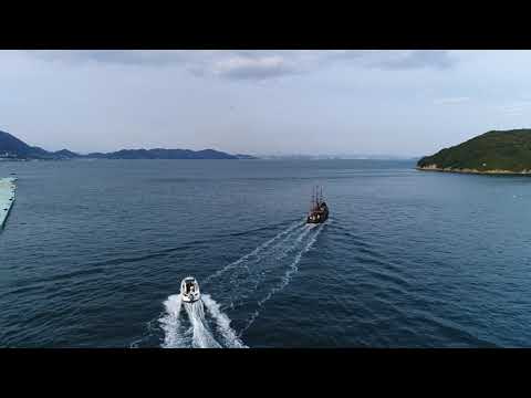 ドローン空撮 瀬戸内の風景 鞆の浦 平成いろは丸