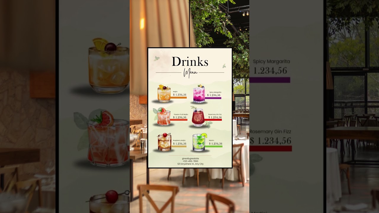 Digital Drinks Menu Templates for Restaurants & Cafés