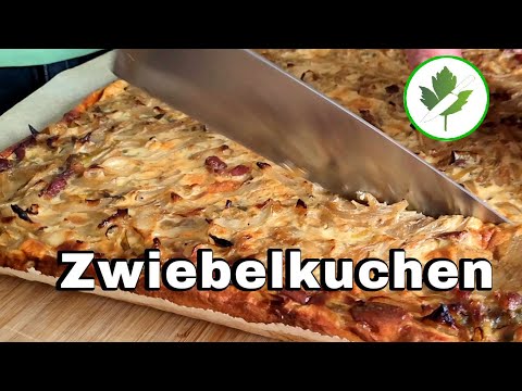 Einfacher Zwiebel- Blechkuchen ohne Hefeteig - So lecker