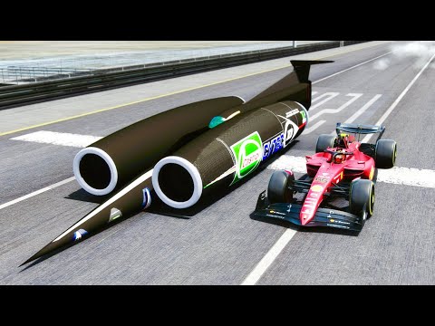 Ferrari F1 2022 vs Thrust SSC Fastest Car In The World at Special Stage Route X