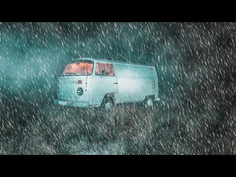 Van Camping In Heavy Rain by a Cliff Edge - Camping in The Rain