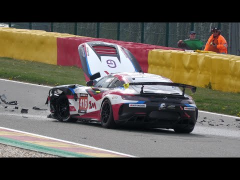 12H Spa 2022 - BIG CRASHES, SPINS, PROBLEM & ACTION
