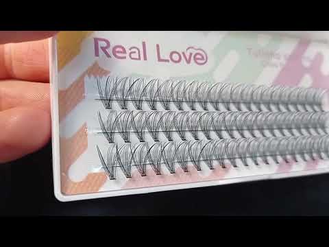 CARTELA DE CÍLIOS TUFINHOS SEM NÓ 12P 12MM 0.10D REAL LOVE BOX COM 10 UN