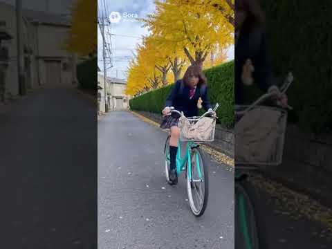 女子高生が自転車で転倒