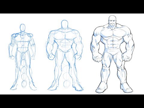How to Draw A Massive Muscular Comic Book Superhero - YouTube