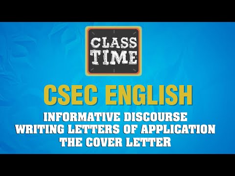 CSEC English Informative Discourse Writing Letters of Application The Cover February 25 2021