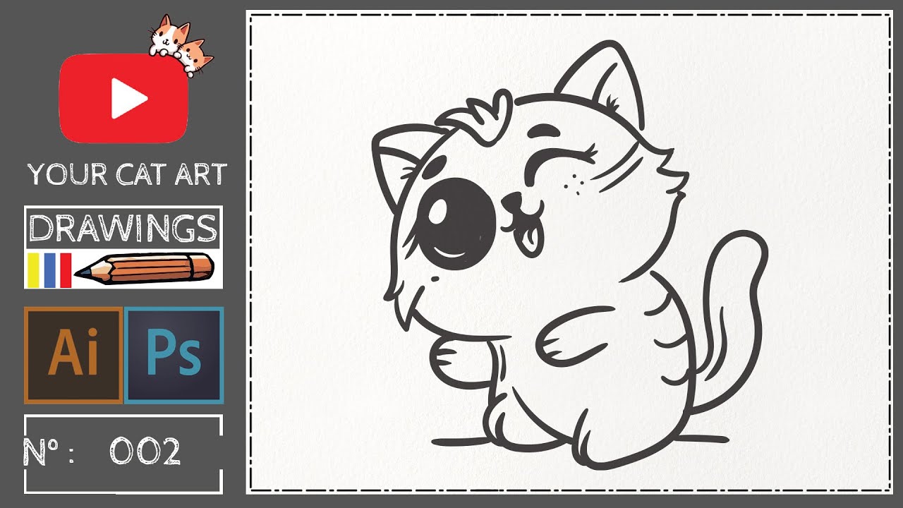 Happy Cat  Drawing | Vector illustration