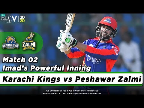 Imad Wasim Batting | Karachi Kings vs Peshawar Zalmi | Match 2 | HBL PSL 5 | 2020|MB2