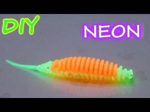 НЕОНОВЫЙ СИЛИКОН  на окуня и судака | двухцветная силиконовая приманка с люминофором