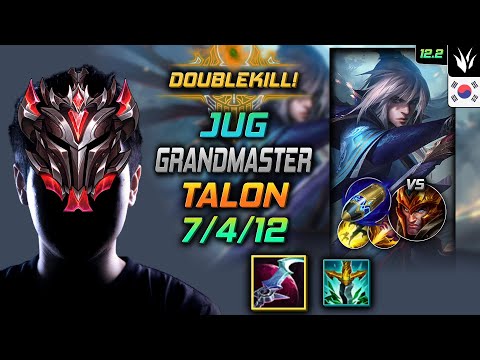 GrandMaster Talon Jungle vs Jarvan IV - 천상계 정글 탈론 월식 선제공격 - LOL KR 12.2