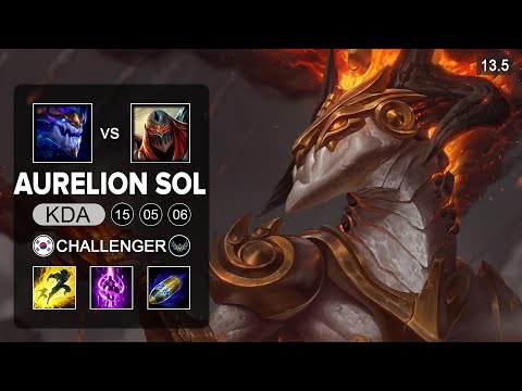 Aurelion Sol vs Zed Mid - KR Challenger - Patch 13.5 Season 13