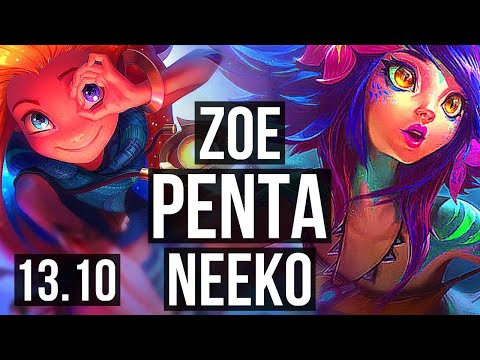ZOE vs NEEKO (MID) | 19/0/10, Penta, Legendary, 400+ games, 900K mastery | KR Master | 13.10