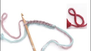 Video thumbnail for Comment crocheter une cordelière avec 2 fils / 2 couleurs