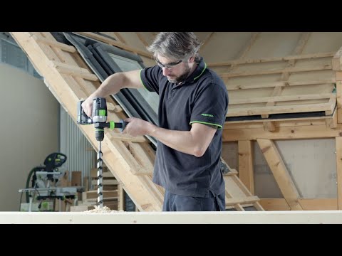 Akumuliatorinis suktuvas-gręžtuvas Festool TDC 18/4 I-Basic QUADRIVE; 18V (be akumuliatoriaus ir pakrovėjo) video