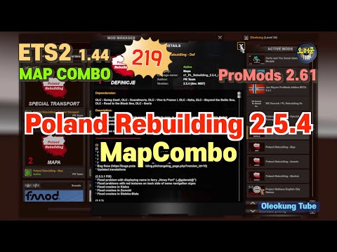 ETS2 1.44 + ProMods 2.61, Poland Rebuilding 2.5.4, How to Make Mapcombo