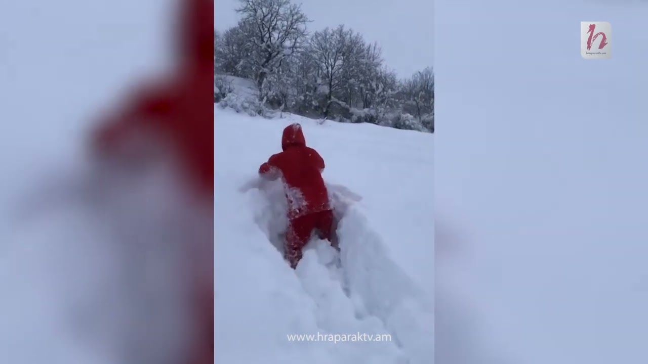 Քաղաքացին առատ ձյան պատճառով չի կարողանում դուրս գալ փողոց