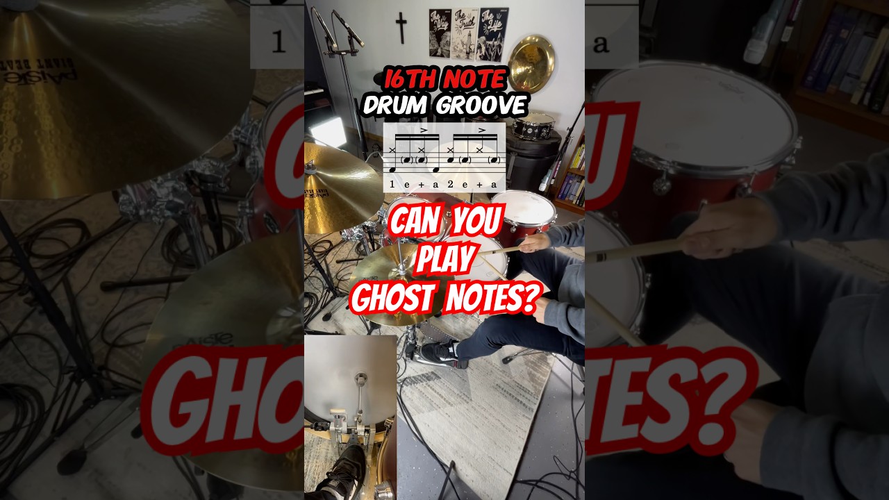 How to play a 16th note Drum Groove (Ghost Note Drum Lesson) #drums