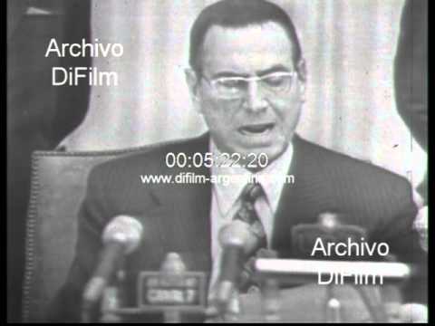 Juan Domingo Peron's official address on the network, returning to the country in 1973