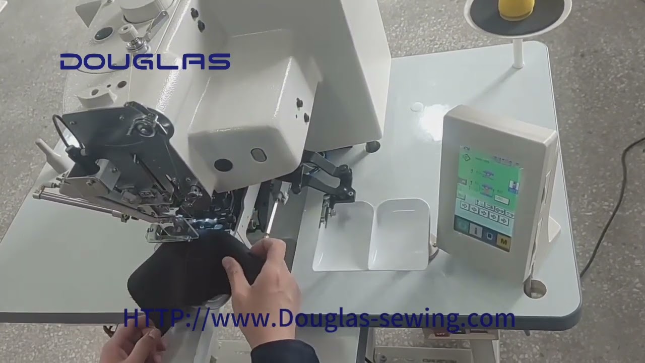 Automatic button neck wrapping machine.