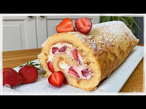 Erdbeerrolle - Biskuitrolle - fruchtig fluffig lecker