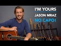 Jason Mraz "I'm Yours" Guitar Tutorial NO CAPO | chords + Intro lead